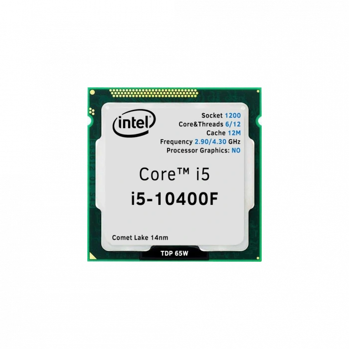 INTEL i5-10400F 6 Core, 2.9Ghz, 12Mb, 65W, LGA1200, 10.Nesil, TRAY, (Dahili Grafik YOK, Fan YOK)