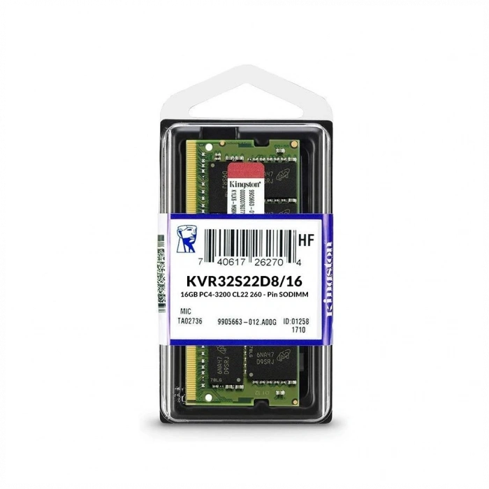 KINGSTON KVR32S22D8/16, 16Gb, 3200Mhz, DDR4, Sodimm Notebook RAM, 1,2V, CL22 (KUTULU)