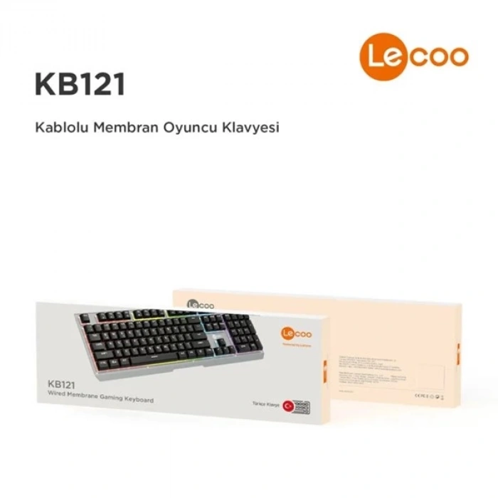 LENOVO LECOO KB121 USB Q Trk Rainbow Aydınlatmalı Mekanik Hisli Metalik Gaming Klavye