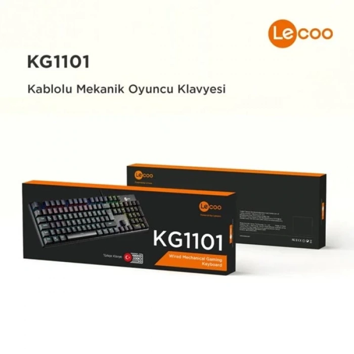 LENOVO LECOO KG1101 USB Q Trk RGB Led Aydınlatmalı Mekanik Siyah Gaming Klavye
