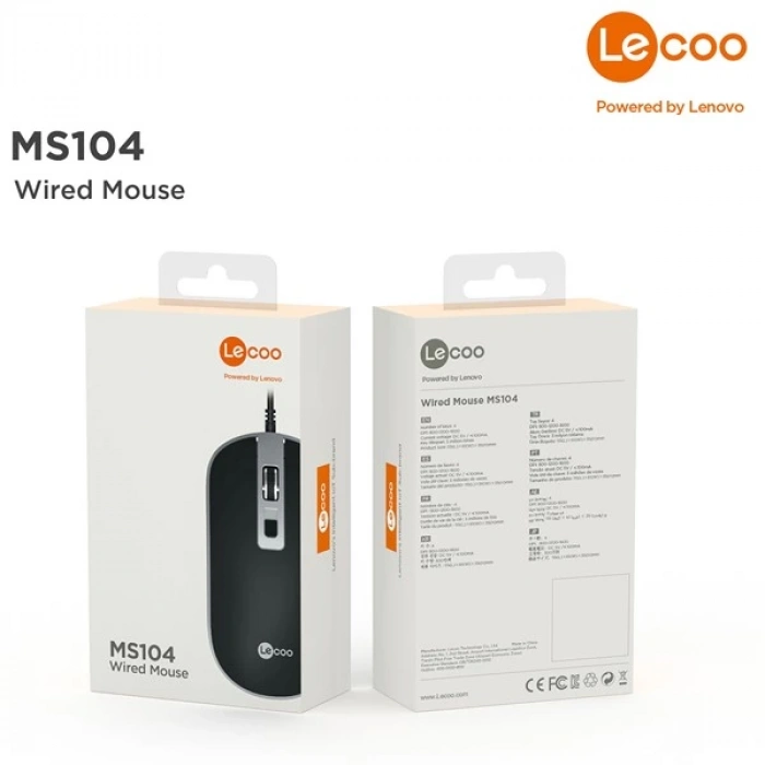 LENOVO LECOO MS104 USB 1600dpi Optic Siyah Mouse