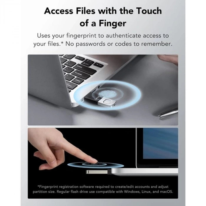 LEXAR 256GB JUMP DRIVE FINGERPRINT F35 PRO LJDF35P256G-RNBNG USB 3.2 BELLEK