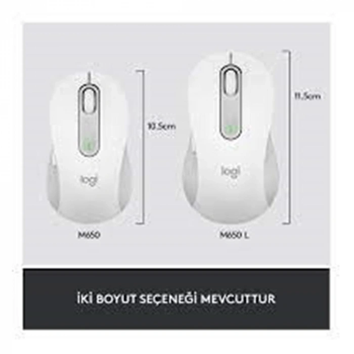 Logitech 910-006238 M650 L Signature Kablosuz Beyaz El Tam Boyutlu Mouse