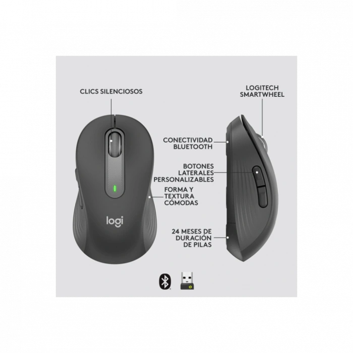 LOGITECH 910-006253, M650 Signature, Siyah, Sağ El, USB Nano 2,4G Kablosuz, 4000dpi, Optik, 5 Tuşlu, 24ay Pil Ömrü, Sessiz Mouse