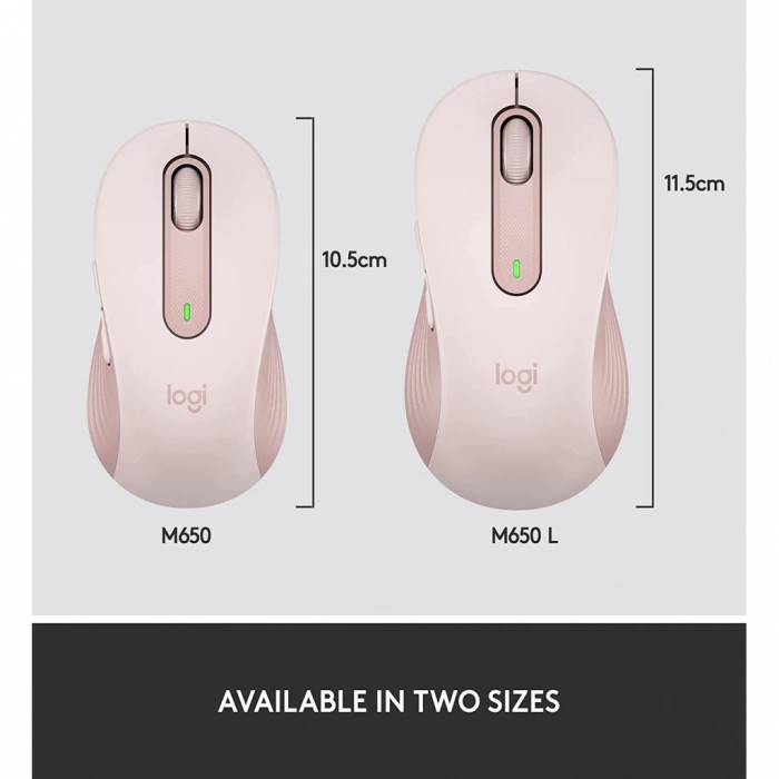 LOGITECH 910-006254, M650 Signature, Rose, Sağ El, USB Nano 2,4G Kablosuz, 4000dpi, Optik, 5 Tuşlu, 24ay Pil Ömrü, Sessiz Mouse