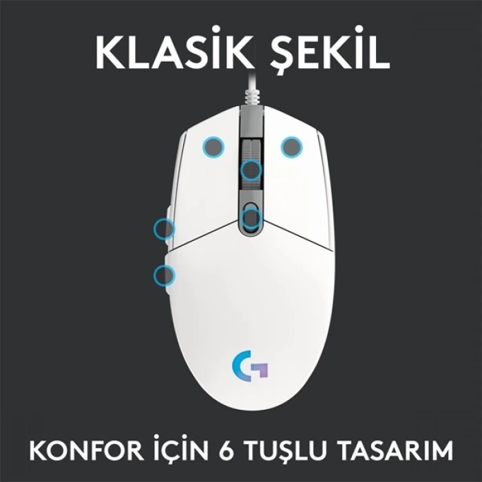 LOGITECH G G102 Lıghtsync Oyuncu Mouse Beyaz 910-005824