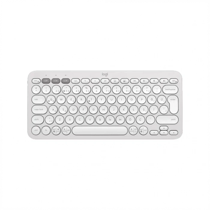 LOGITECH K380S, Pebble Keys 2,  Beyaz, 920-011860, Bluetooth, Türkçe, Q, Multimedya, Mini Klavye