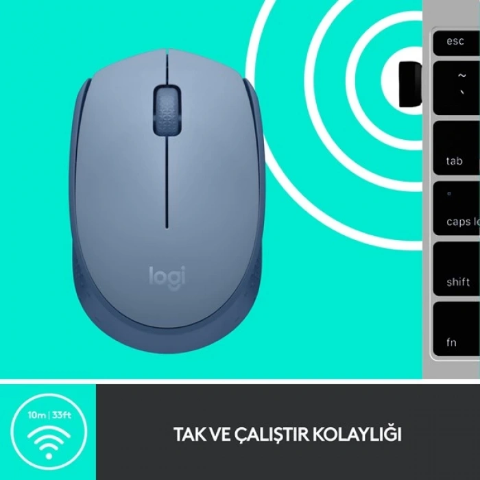 LOGITECH M171 Kablosuz Mouse-Bluegrey 910-006866