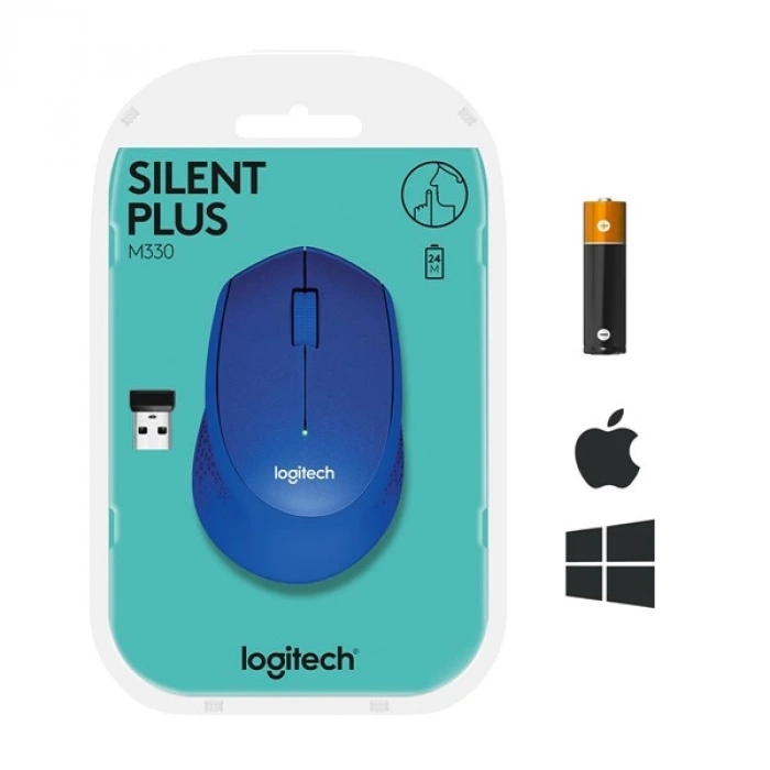 LOGITECH M330 Sessiz Kablosuz Mouse-Mavi 910-004910