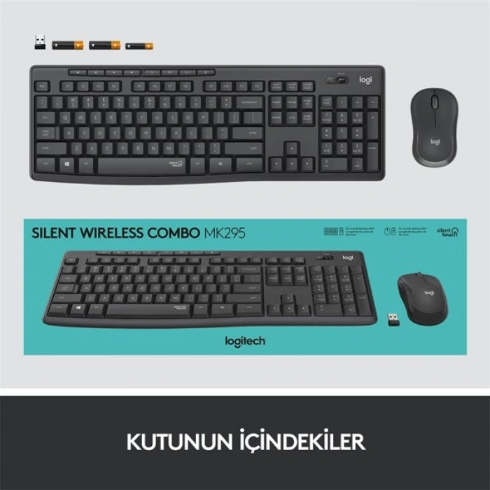 LOGITECH MK295 Kablosuz Q Trk Sessiz Siyah Multimedya Klavye - Mouse Set 920-009804