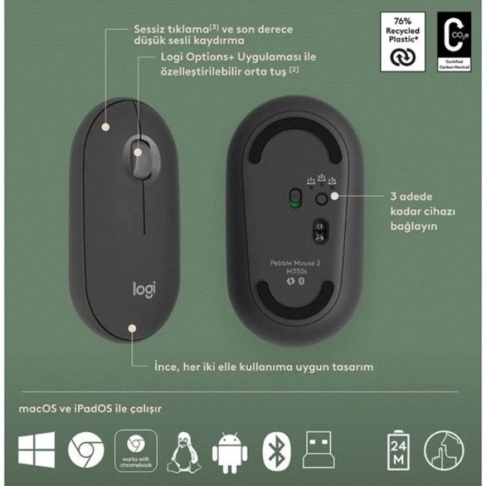 LOGITECH Q TR  PEBBLE KLAVYE VE MOUSE SET 920-012245