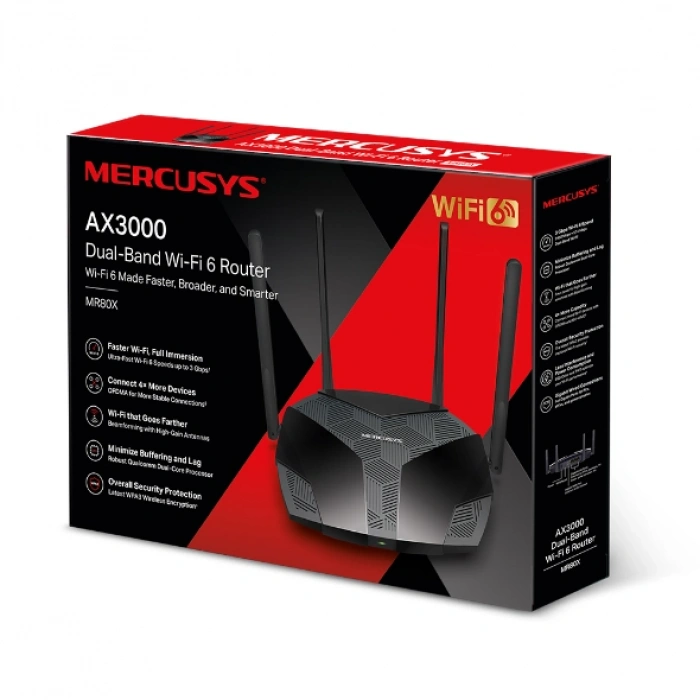 MERCUSYS MR80X Wıfı6 AX3000 Dual Band Router