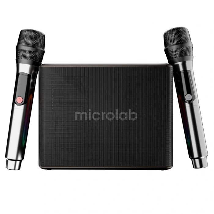 MICROLAB M60 Vega, 100W, Taşınabilir, BT/USB/AUX/TF/Type-C, RGB Işıklı, 15000mAh Batarya, 2adet Mikrofon, Karaoke/Parti, Bluetooth Speaker,