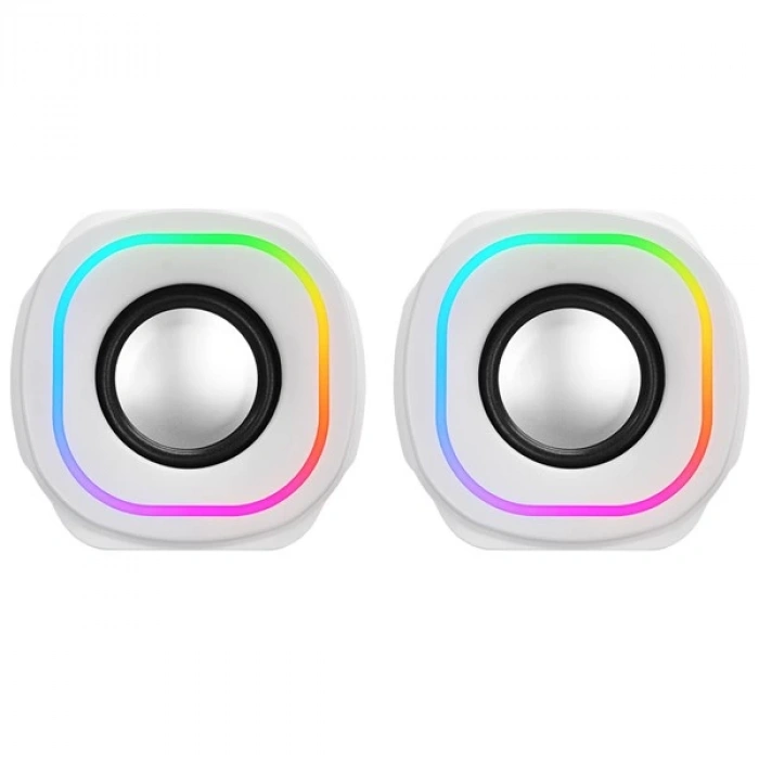 MIKADO MD-180 2.0 3W*2 Beyaz RGB Aydınlatmalı USB + 3.5mm USB 5V Speaker Hoparlör