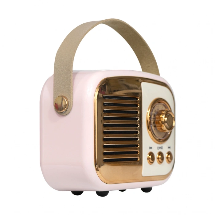 MIKADO MD-24BT, Echoes, Pembe, 3W, Taşınabilir, USB/TF Kart/Bluetooth, 800mAh, Klasik Retro Müzik Kutusu