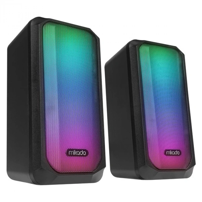 MIKADO MD-356 2.0 5Wx2CH RGB Ledli Siyah USB Multimedia Oyuncu Speaker Hoparlör