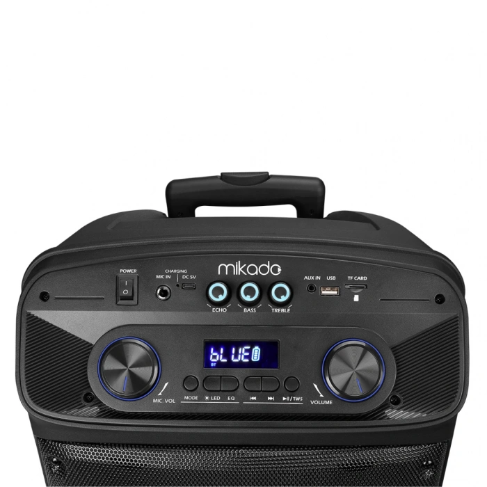 MIKADO MD-BT505, 60W, Taşınabilir, USB/BT/TF/TWS, RGB Aydınlatma, Dahili Batarya, Toplantı, Parti, Açık Hava Speaker. Kablosuz El ve Kafa Mikrofonu Hediyeli