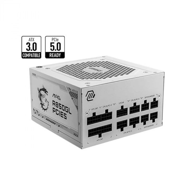 MSI 850W 80+ GOLD A850GL PCIE 5.0 TAM MODÜLER POWER SUPPLY BEYAZ