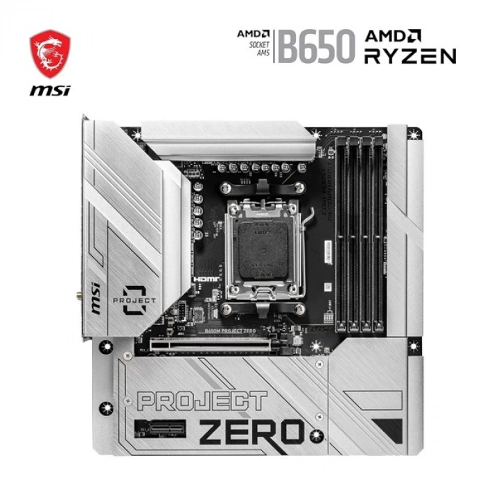 MSI B650M PROJECT ZERO WIFI-6E DDR5 HDMI-DP PCIE 4.0 AM5 mATX