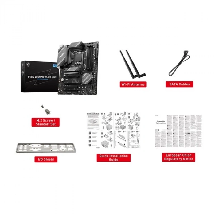 Msı B760 Gamıng Plus Wıfı Soket 1700 Ddr5 6800(Oc) Pcı-E ,M.2 Usb3.2 Hdmı,Dp 1X 2.5G Lan Wı-Fı 6E Atx