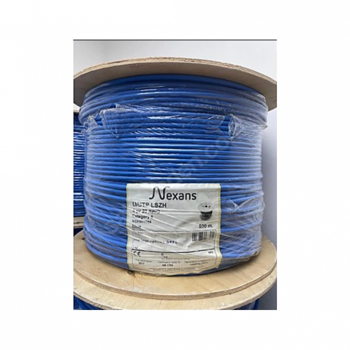 NEXANS NEX1611TB5, MAVİ, CAT6, 500M, 23AWG (0,58mm), UTP, %100 Bakır, LSZH Halogen Free, Makara, Kablo