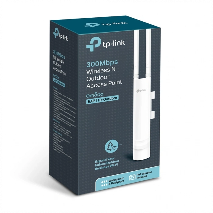 OMADA EAP110-Outdoor, 1Port Gigabit PoE, 300Mbps, 2,4Ghz, Pasif Poe, Indoor/Outdoor Access Point