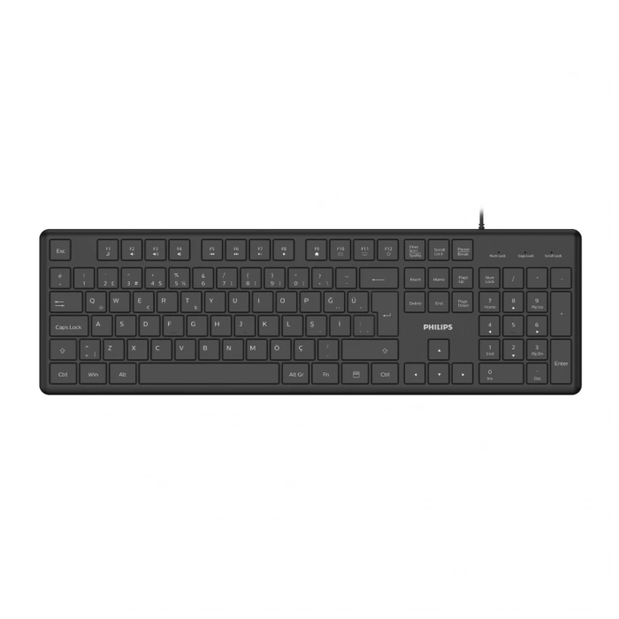 PHILIPS SPK6248B, USB Kablolu, Türkçe Q, Multimedya Klavye (Siyah)