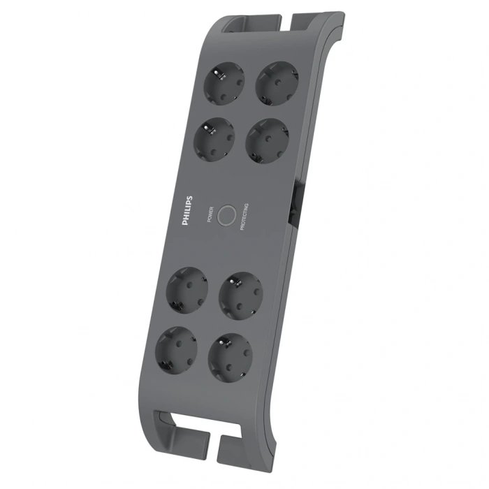 PHILIPS SPN3180A/62, 8 Soket, Akım Korumalı Priz, 900 Joules, 2Mt Kablo, (Gri)