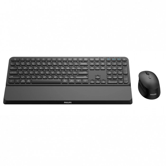 PHILIPS SPT6607B, Siyah, Türkçe Q, 2.4Ghz ve Bluetooth Kablosuz, Bilek Destekli, Multimedya Klavye Mouse Set
