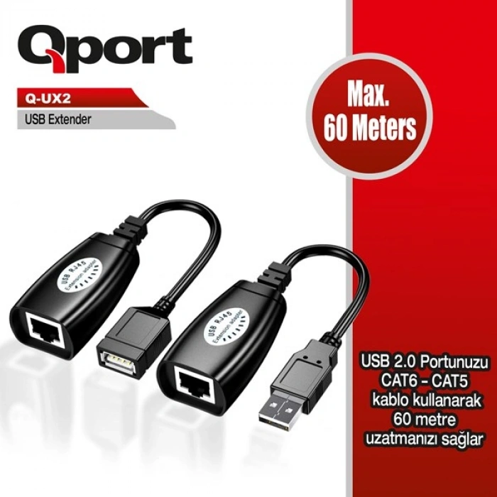 QPORT Q-UX2 60Metre USB-CAT6 USB Extender