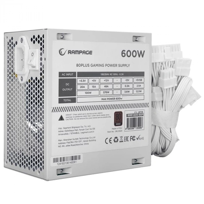 RAMPAGE 600W 80+ BRONZE RMP-600-80P POWER SUPPLY BEYAZ