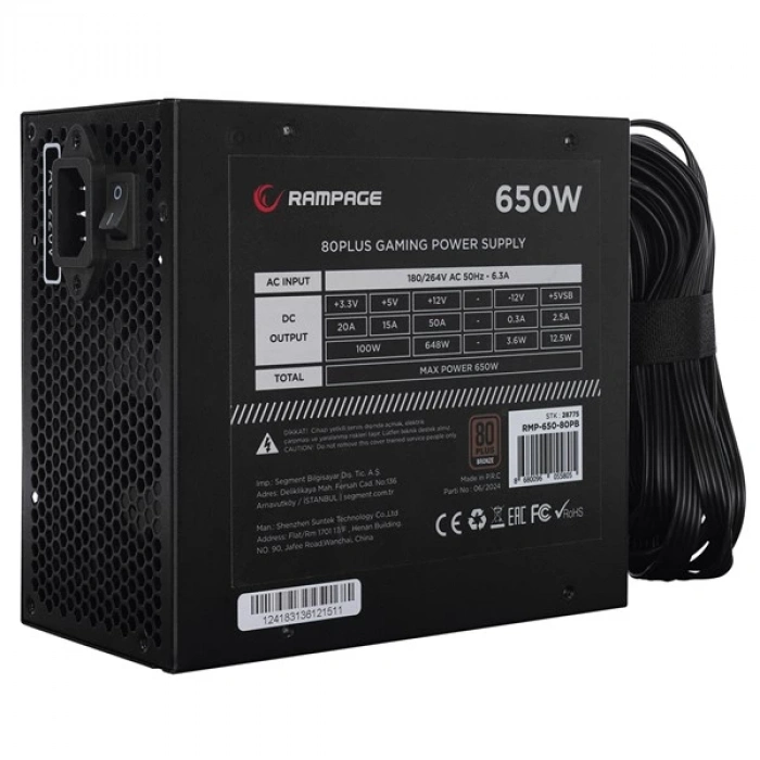 RAMPAGE 650W 80+ BRONZE RMP-650-80PB POWER SUPPLY