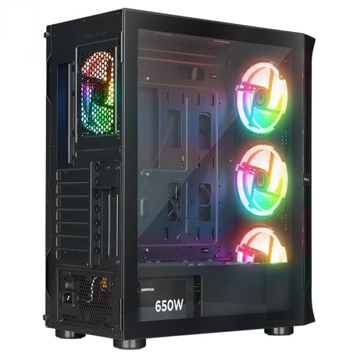 RAMPAGE 650W 80+ PROLIX MESH 4-RGB FANLI GAMING MID-TOWER PC KASASI