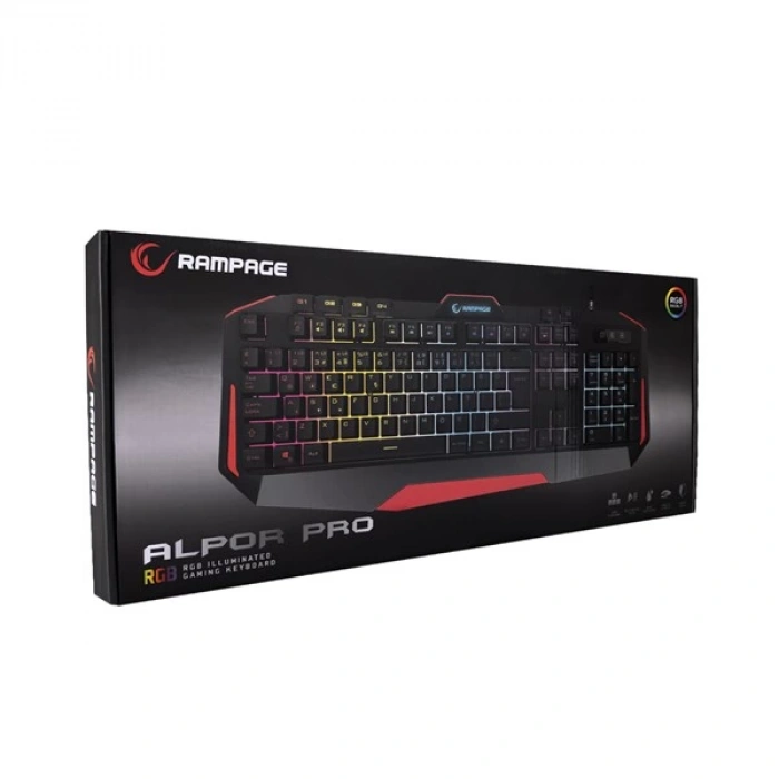 RAMPAGE KB-RX7 ALPOR PRO USB Q Trk RGB Siyah/Gri Gaming Klavye