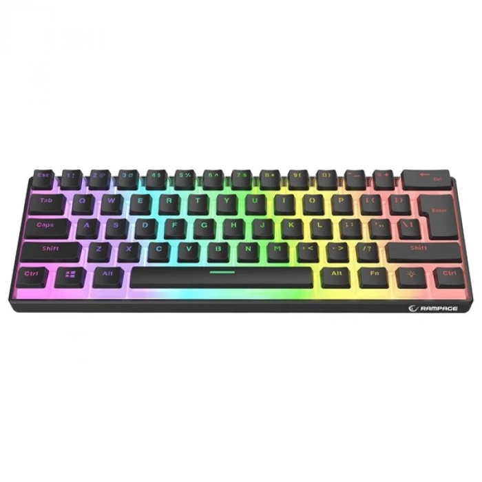 Rampage RADIANT K11 Siyah Type-C Bağlantılı RGB Puding Tuşlu US Layout Red Switch Gaming Oyuncu Klavye