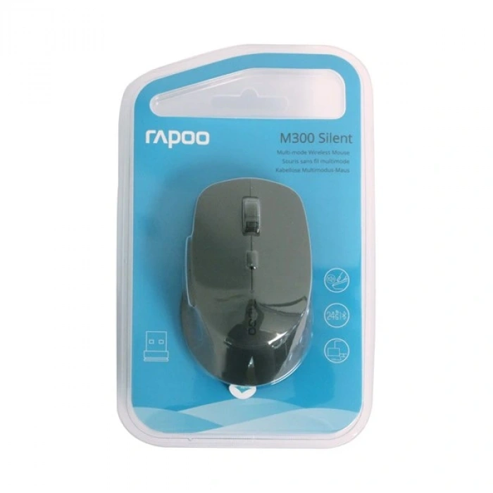 Rapoo M300 18048 1600Dpı Çok Modlu Sessiz Tıklama Özellikli Kablosuz Mouse Koyu Gri