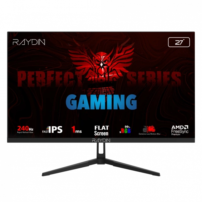 RAYDIN EC27DFI-240HZ, 27", 1ms, 240Hz, Full HD, HDMI, DP, IPS LED, Flat, Frameless, FreeSync Gaming Monitör
