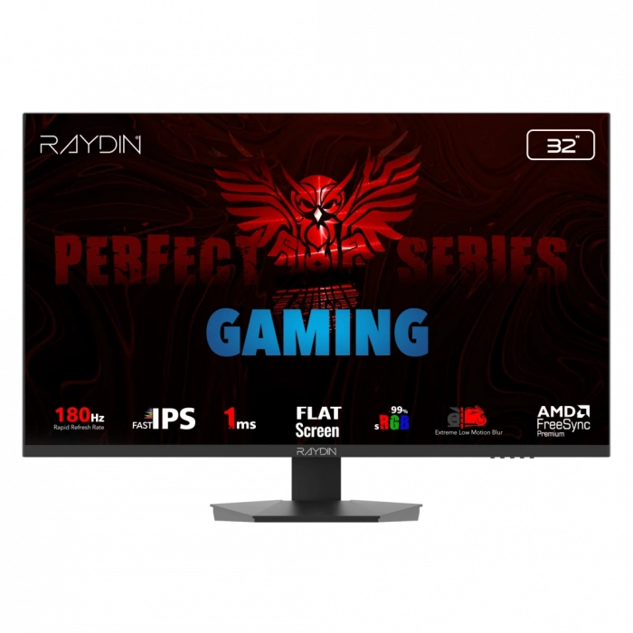 RAYDIN EG32EQI-180HZ, 31.5", 1ms, 180Hz, 2K Quad HD, 2xHDMI, DP, Hoparlör, IPS LED, Flat, Frameless, FreeSync Gaming Monitör