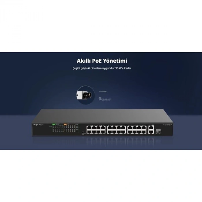 RUIJIE 8port RG-ES110FG-P 10//100 2-UPLINK 110W YÖNETİLEMEZ POE SWITCH