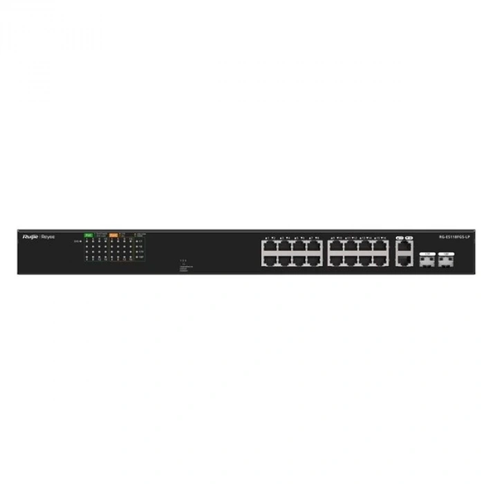 RUIJIE REYEE 16port RG-ES118FGS-LP 10/100 2-UPLINK 2-SFP 120W YÖNETİLEMEZ POE SWITCH