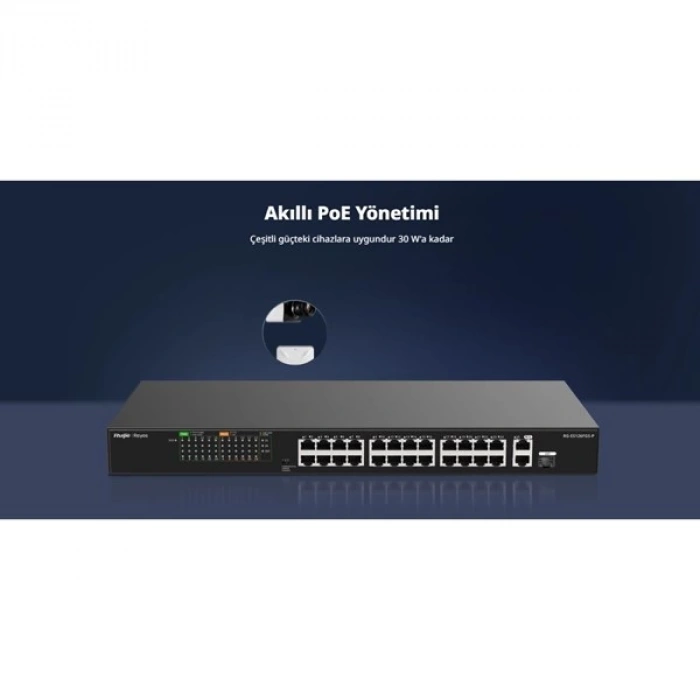 RUIJIE REYEE 16port RG-ES118FGS-LP 10/100 2-UPLINK 2-SFP 120W YÖNETİLEMEZ POE SWITCH