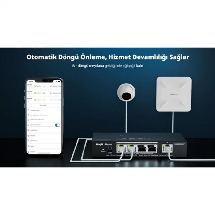 RUIJIE REYEE 16port RG-ES220GS-P GIGABIT 2-UPLINK 2-SFP 250W YÖNETİLEBİLİR POE SWITCH