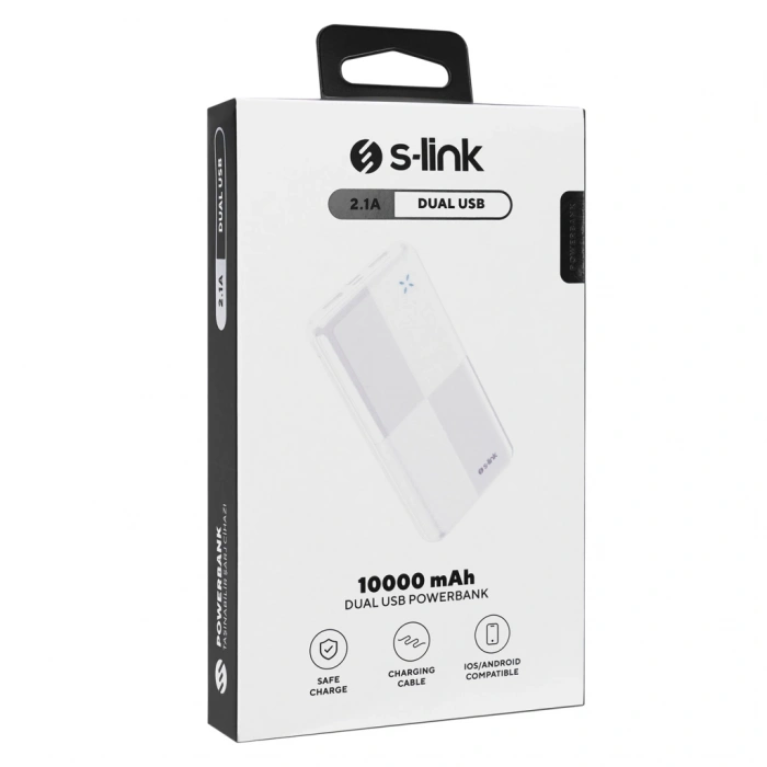 S-LINK IP-G12N, Beyaz, 10.000mAh, 2xUSB, 1xMicro USB, 1xType-C, 4 LED Göstergeli, PowerBank