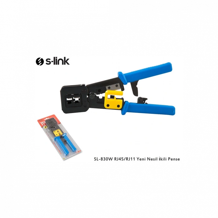 S-LINK SL-830W, RJ45/RJ11 ikili Pense,  Yeni Nesil Kablo Ucu Konnektör Sıkma Pensesi