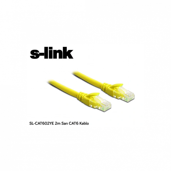 S-LINK SL-CAT602YE, CAT6, Patch, 2Mt, Kablo (Sarı)