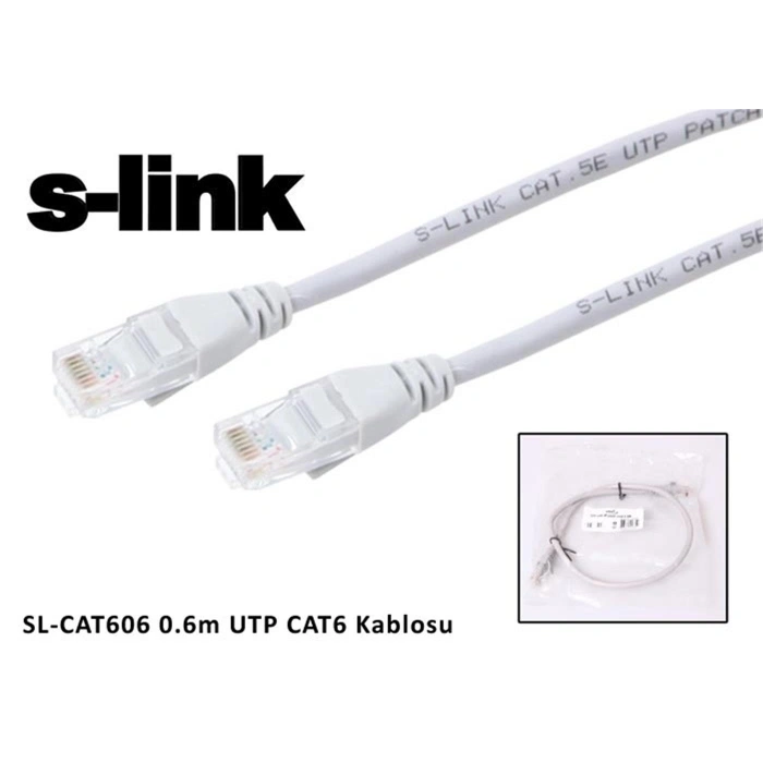 S-link SL-CAT606 cat6 0.60mt Gri Utp Patch Kablo