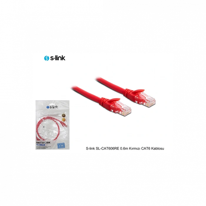 S-LINK SL-CAT606RE CAT6 Patch 60CM Kablo (Kırmızı)