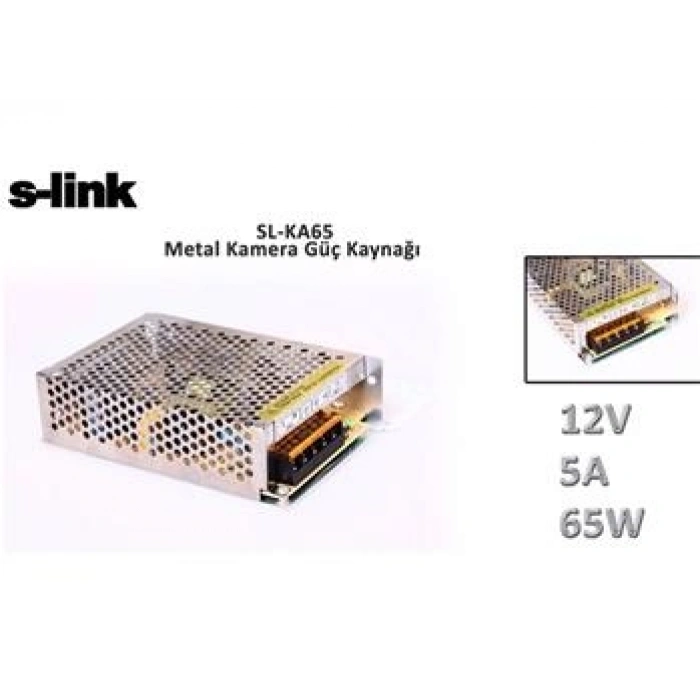 S-link SL-KA65 12V 5A 65W Metal Kamera Güç Kaynağı