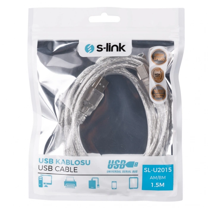 S-LINK SL-U2015 USB Yazıcı Kablosu 1,5 Metre