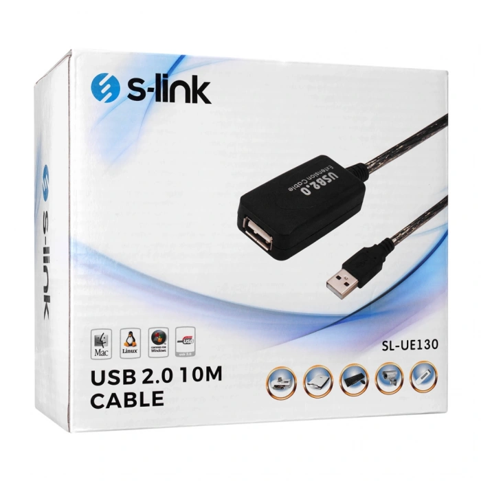 S-LINK SL-UE130, Güçlendirilmiş USB Uzatma Kablosu 10 Metre